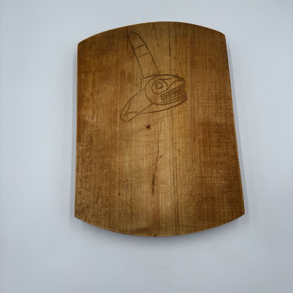 Vintage Pacific Northwest Carved Wood Cutting Board Orca Killer Whale Art 11.5"